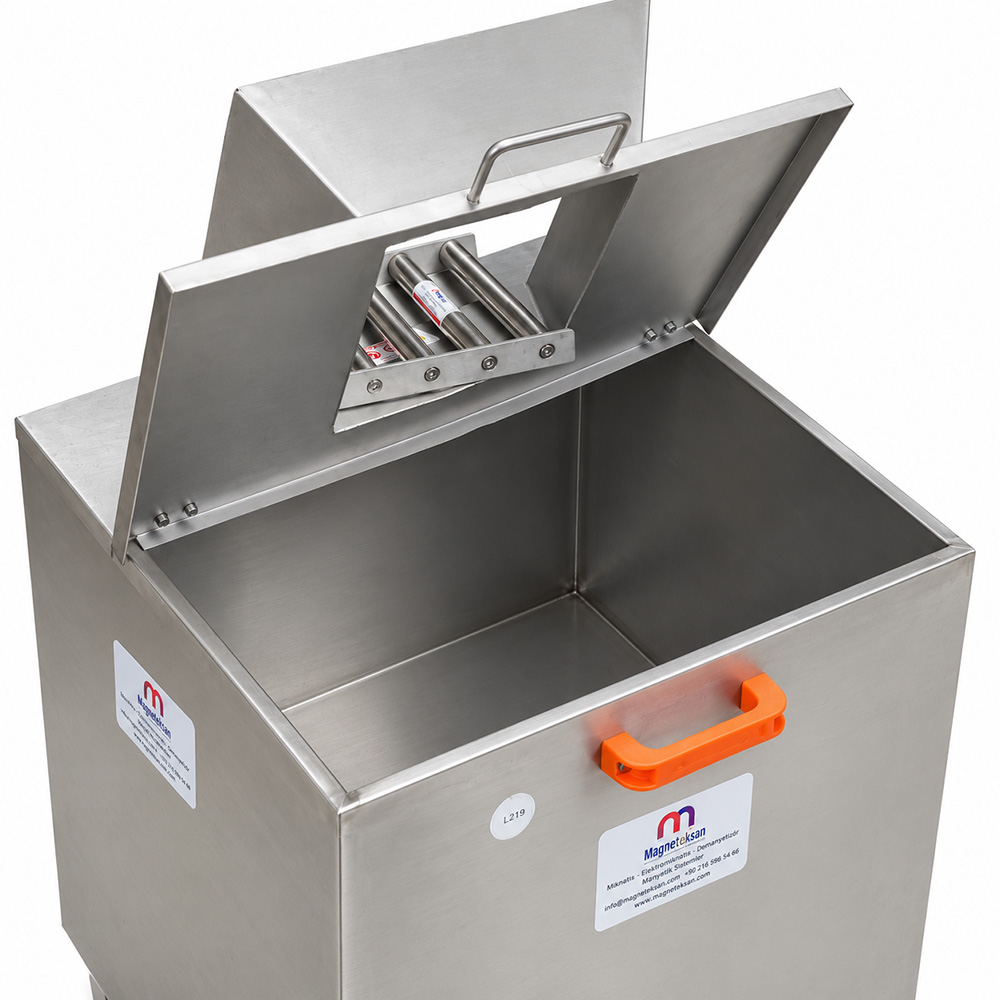 Trolley Grid Magnet Separator – 250x250 mm, 5xØ25 mm N35 Neodymium, 10000 Gauss