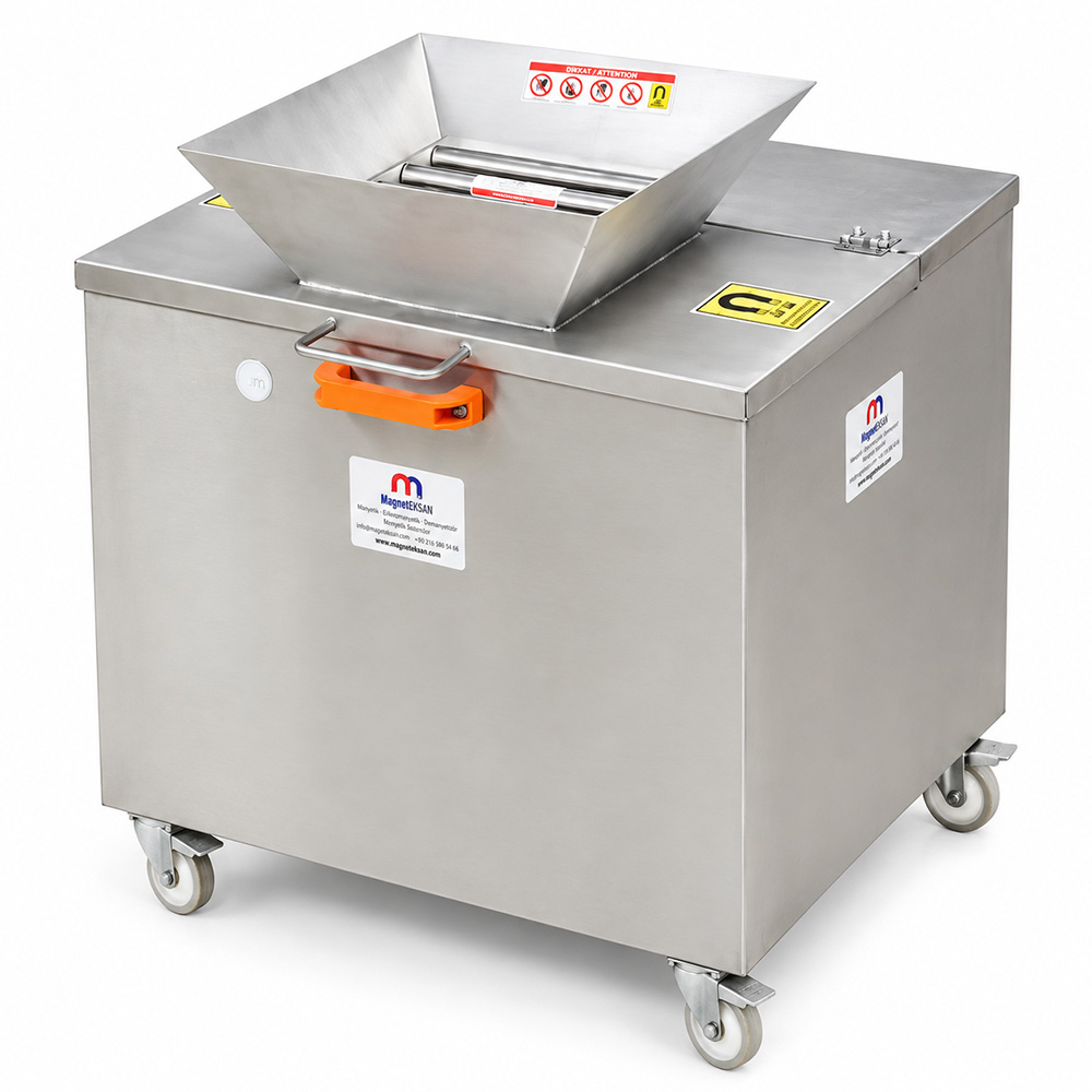 Trolley Grid Magnet Separator – 250x250 mm, 5xØ25 mm N35 Neodymium, 10000 Gauss
