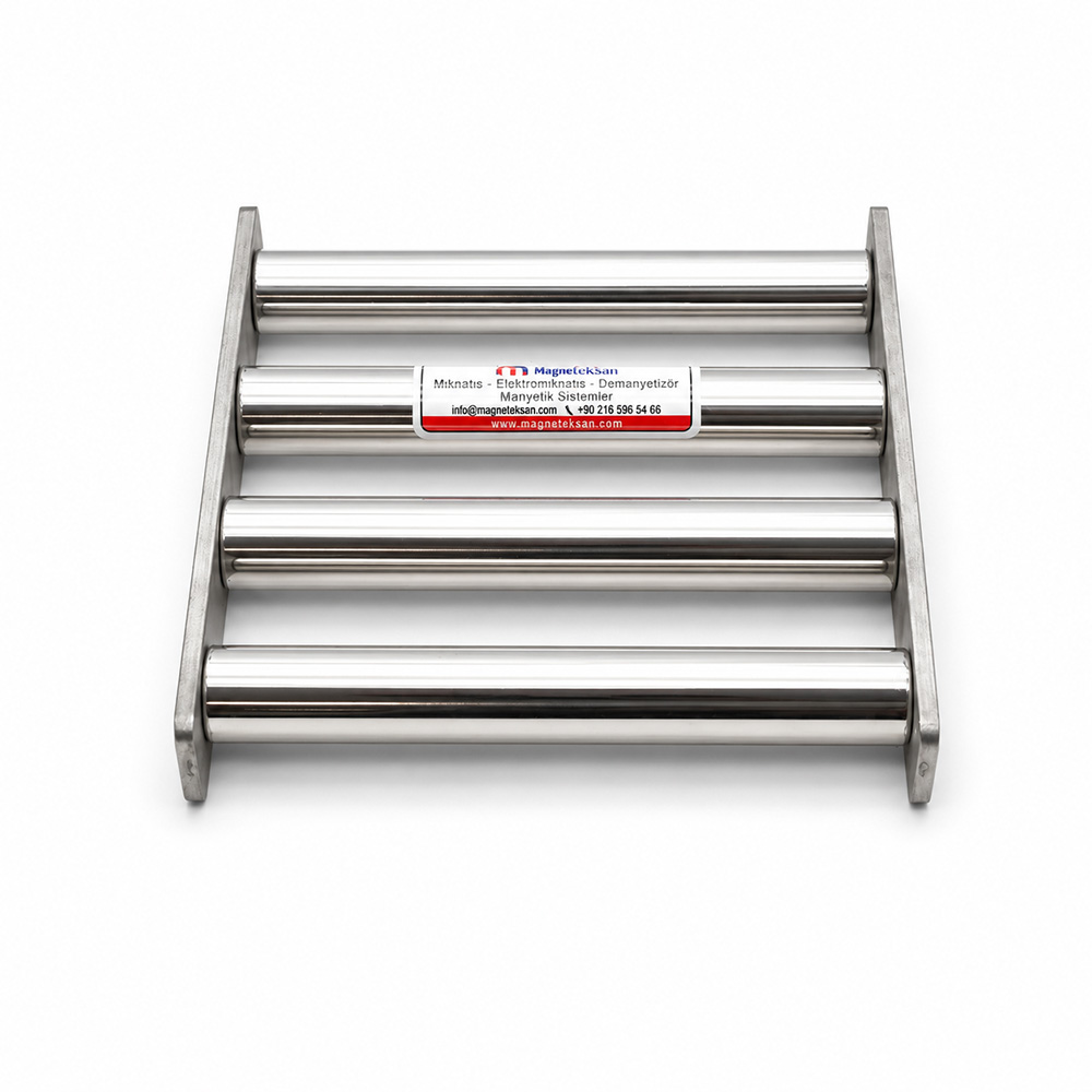 190x200 mm Neodymium Grid Magnet – Cocoa Powder Processing Line – 4xØ25 mm Rods