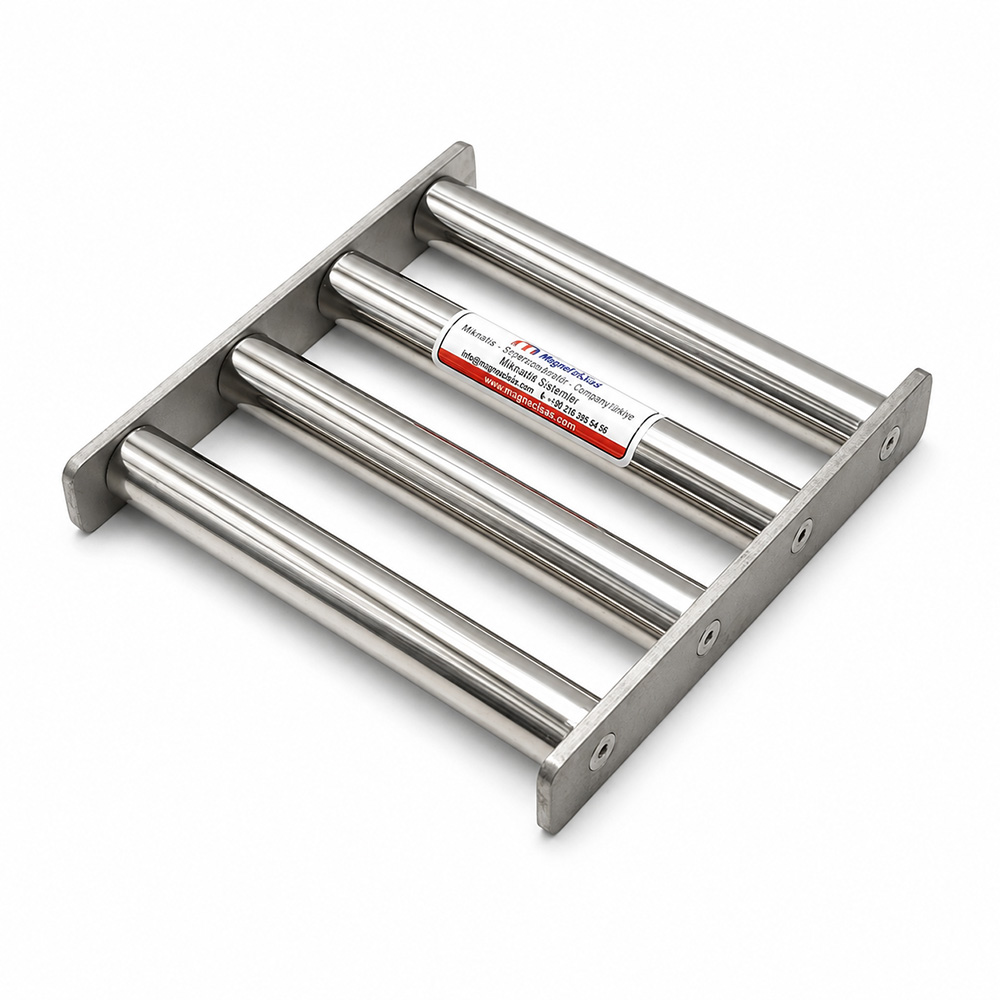 190x200 mm Neodymium Grid Magnet – Cocoa Powder Processing Line – 4xØ25 mm Rods