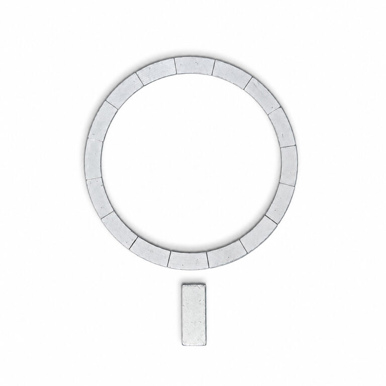 54x46x1 mm N52 segmented neodymium phone ring magnet with separate rectangular magnet, top view