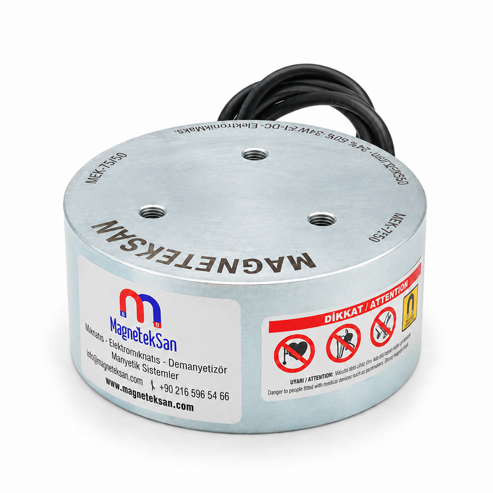 Ø150x76 mm Electromagnet for Robotic Arm Sheet Metal Transfer After Plasma & Laser Cutting – 48V DC 150W