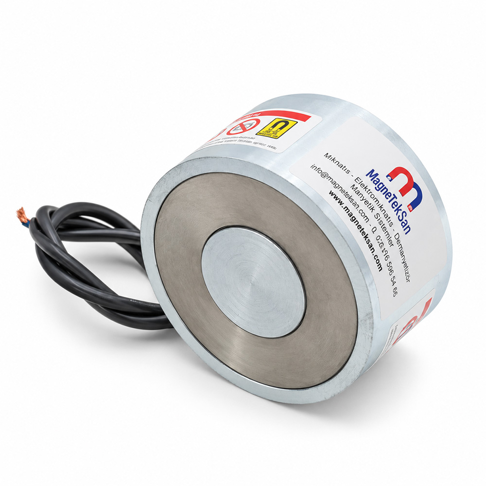 Ø150x76 mm Electromagnet for Robotic Arm Sheet Metal Transfer After Plasma & Laser Cutting – 48V DC 150W