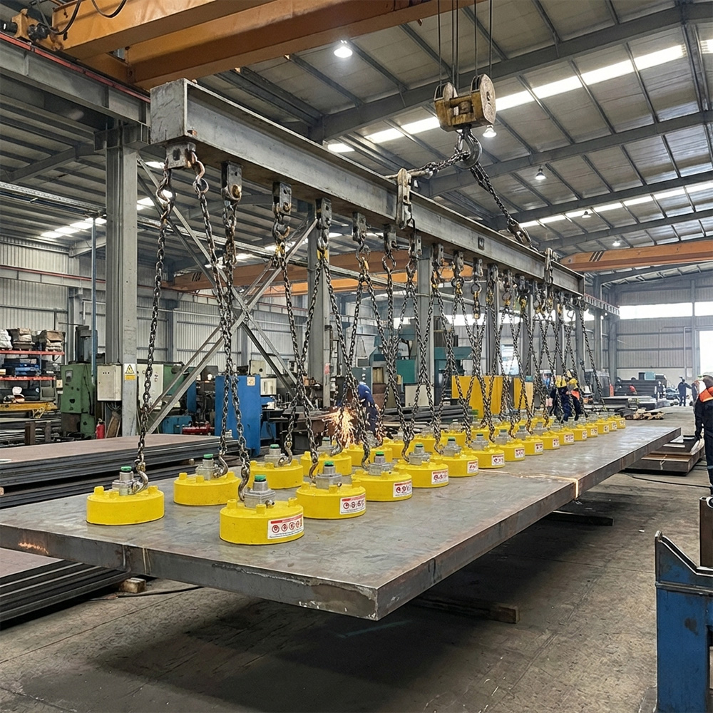 Ø200x60 mm – 48V DC Steel Plate Lifting Electromagnet for Shipyard Applications