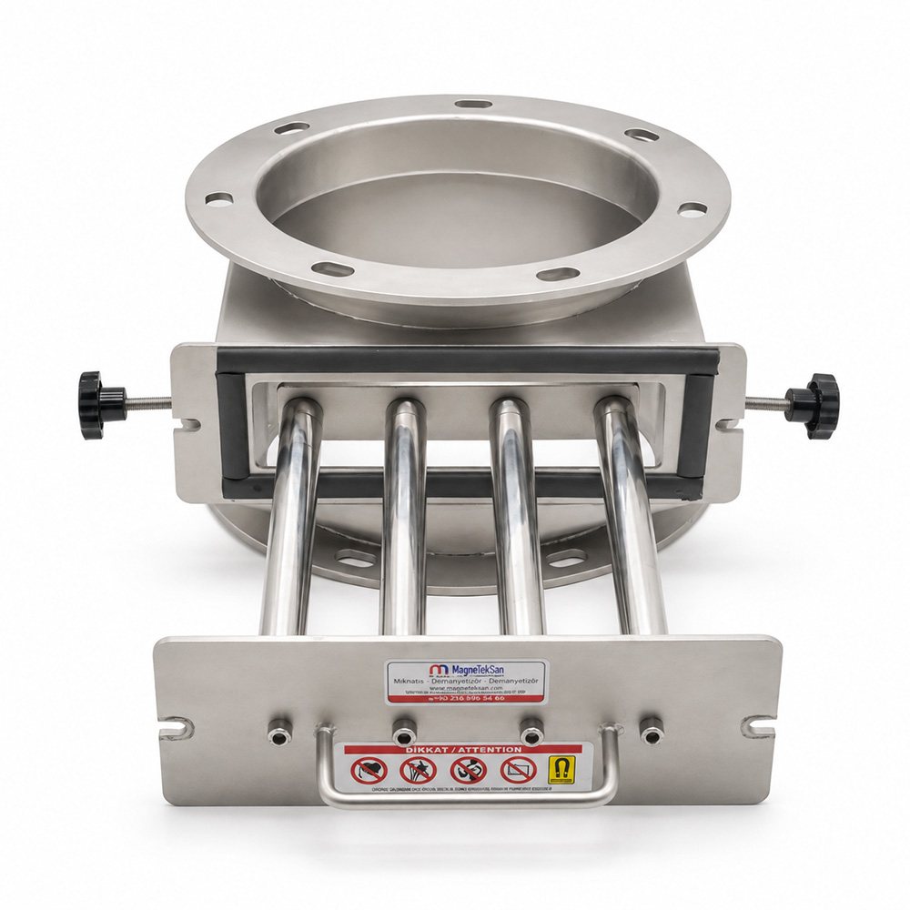 Ø250 mm Neodymium Drawer Magnetic Separator – For Flour Silo Inlet Lines
