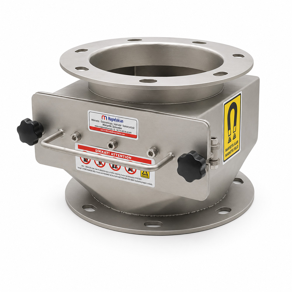 Ø250 mm Neodymium Drawer Magnetic Separator – For Flour Silo Inlet Lines