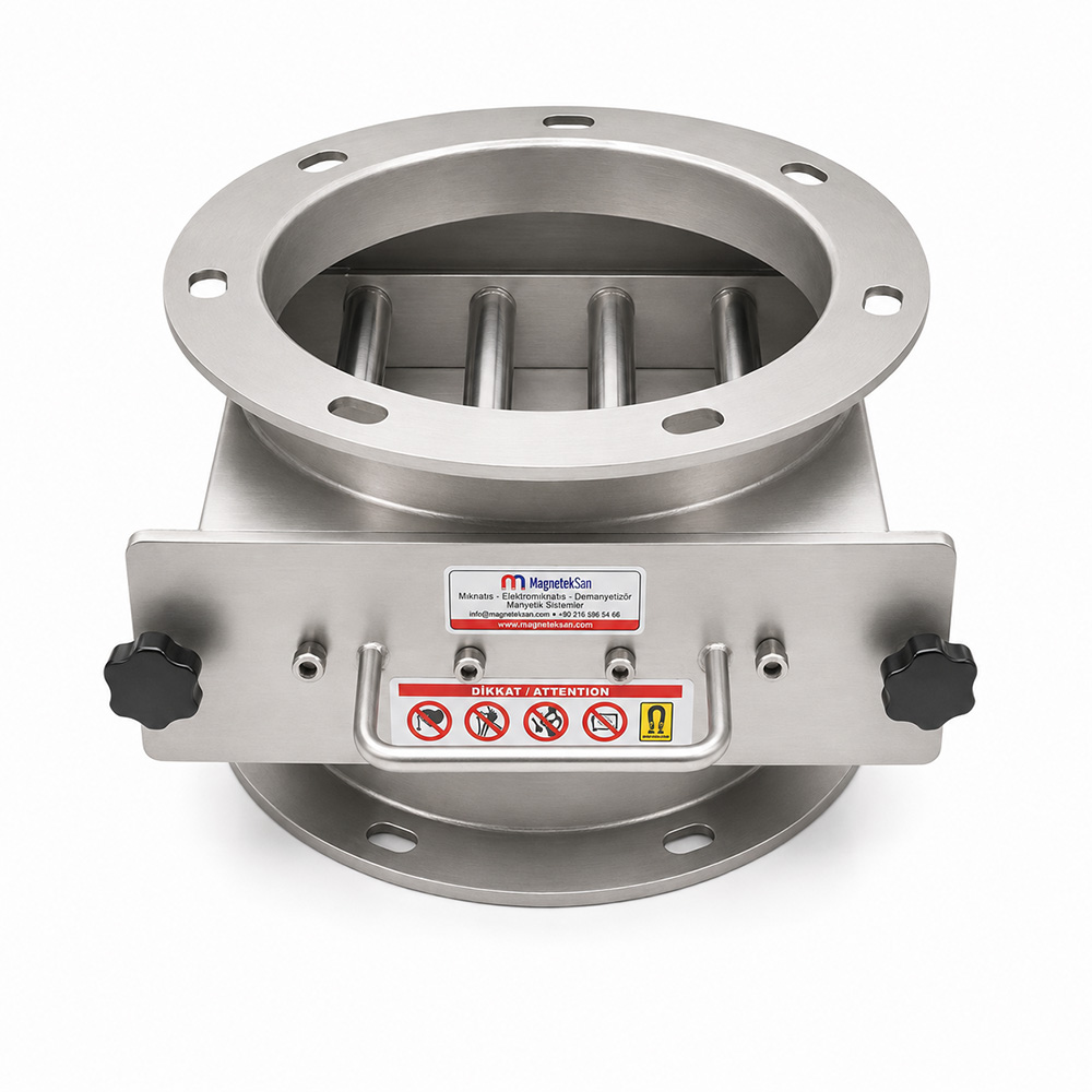 Ø250 mm Neodymium Drawer Magnetic Separator – For Flour Silo Inlet Lines