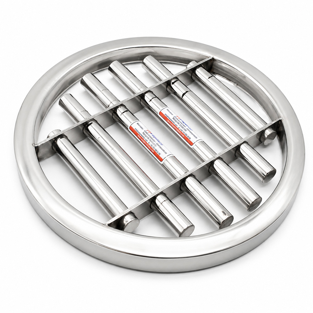 Ø400 mm Neodymium Round Grate Magnet – Carbon Black Processing Line, 6xØ25 mm Rods
