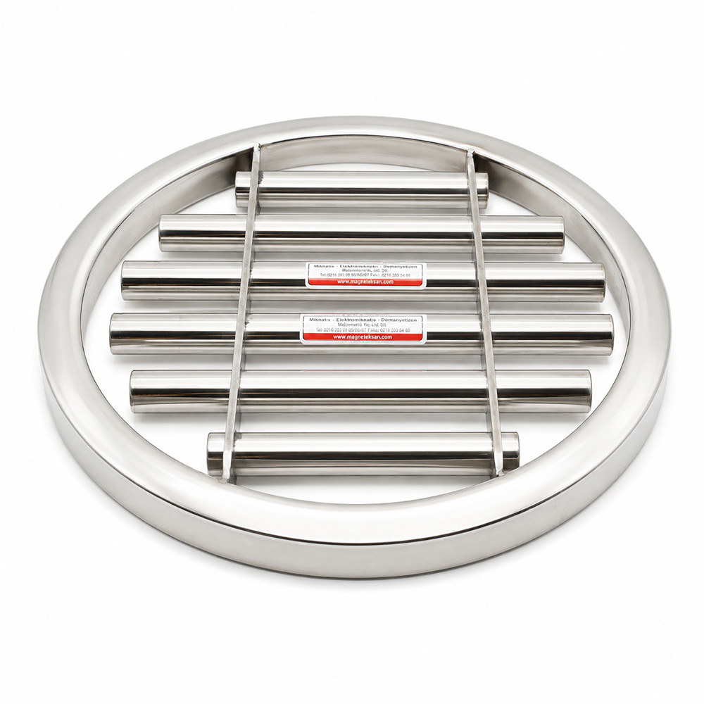 Ø400 mm Neodymium Round Grate Magnet – Carbon Black Processing Line, 6xØ25 mm Rods