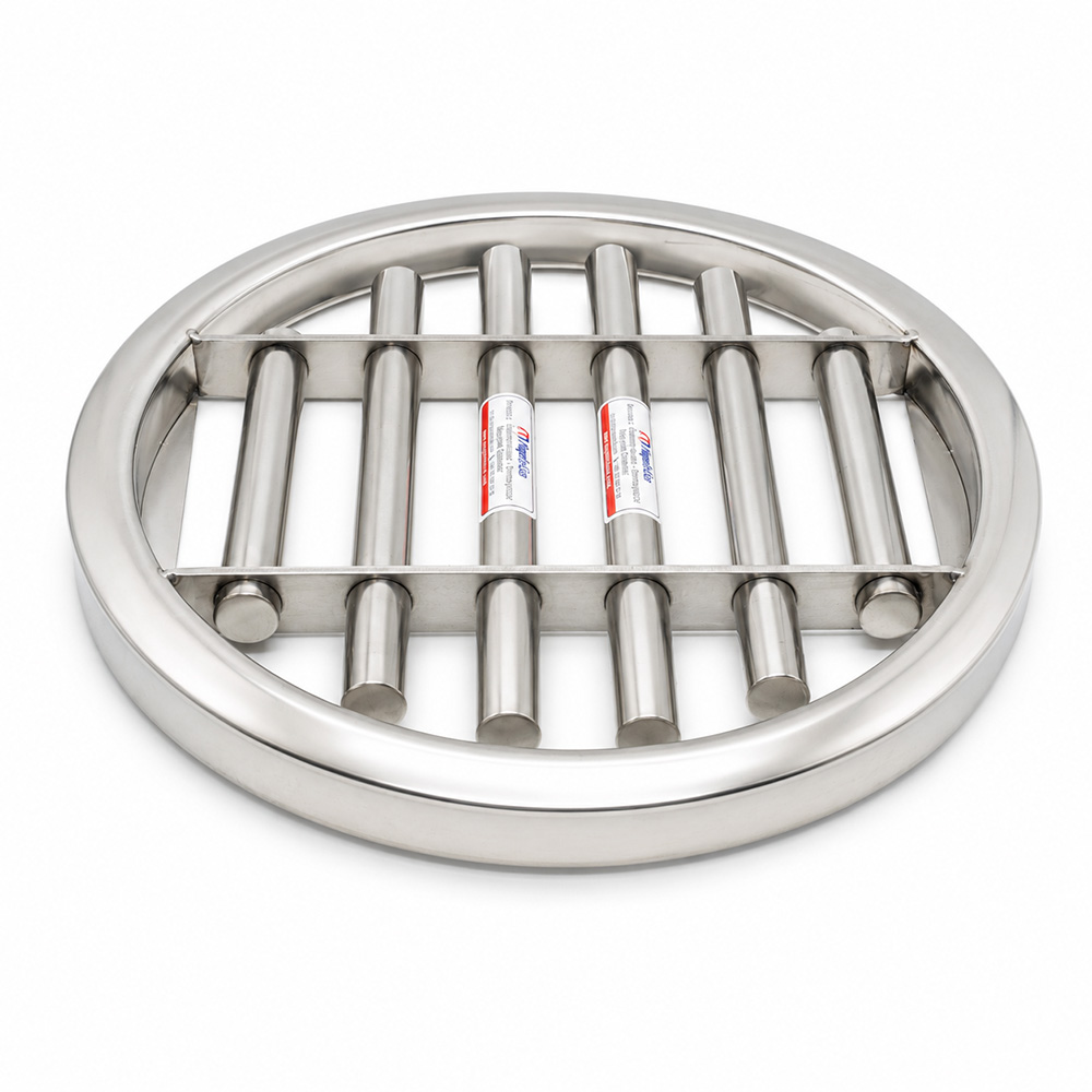 Ø400 mm Neodymium Round Grate Magnet – Carbon Black Processing Line, 6xØ25 mm Rods