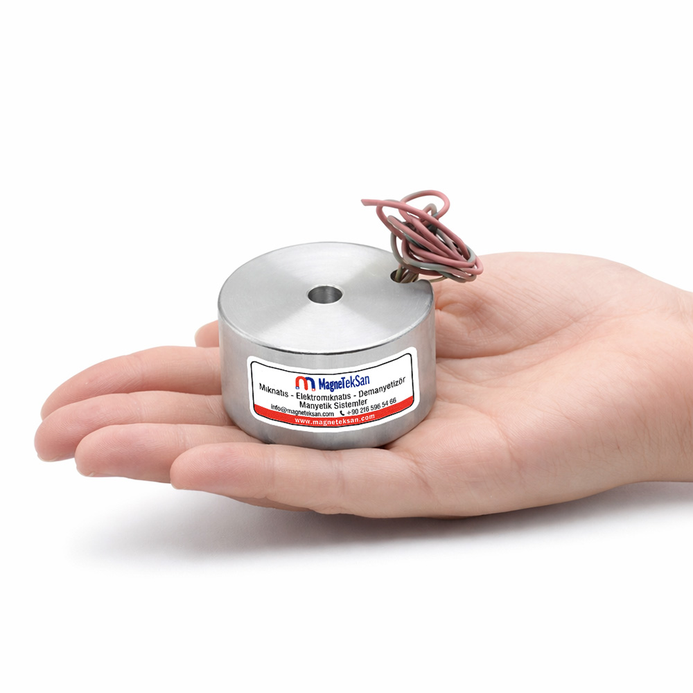 Ø50x29 mm Electro-Permanent Holding Magnet – Assembly Pallet Part Fixing – 24V DC 8W